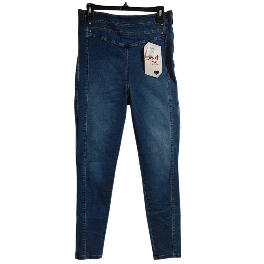 Secret Love Colombian High Waisted Skinny Jeans Medium Wash Side Zip Size US 9